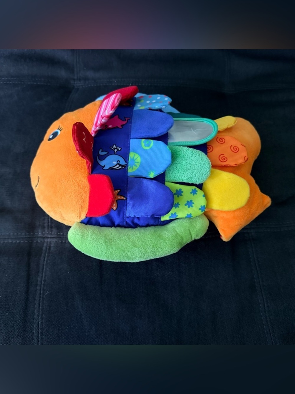 Melissa & Doug Bright Orange Plush Fish with Multicolored Textured Fins